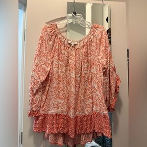 Fever Orange and White Paisley Blouse